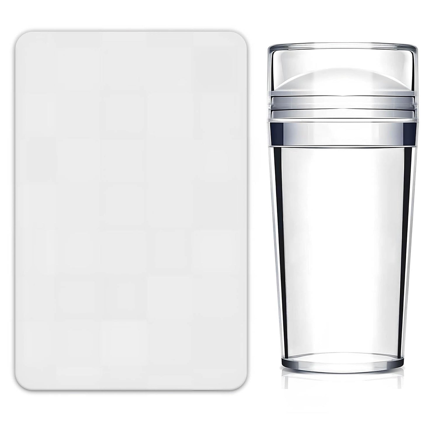 French Tip Tool,2 PCS Nail Art Stamper Kit,Clear Silicone Stamping Jelly with Scraper for DIY together with Gel Nail Polish Acrylic Nail Kit Nail Tips