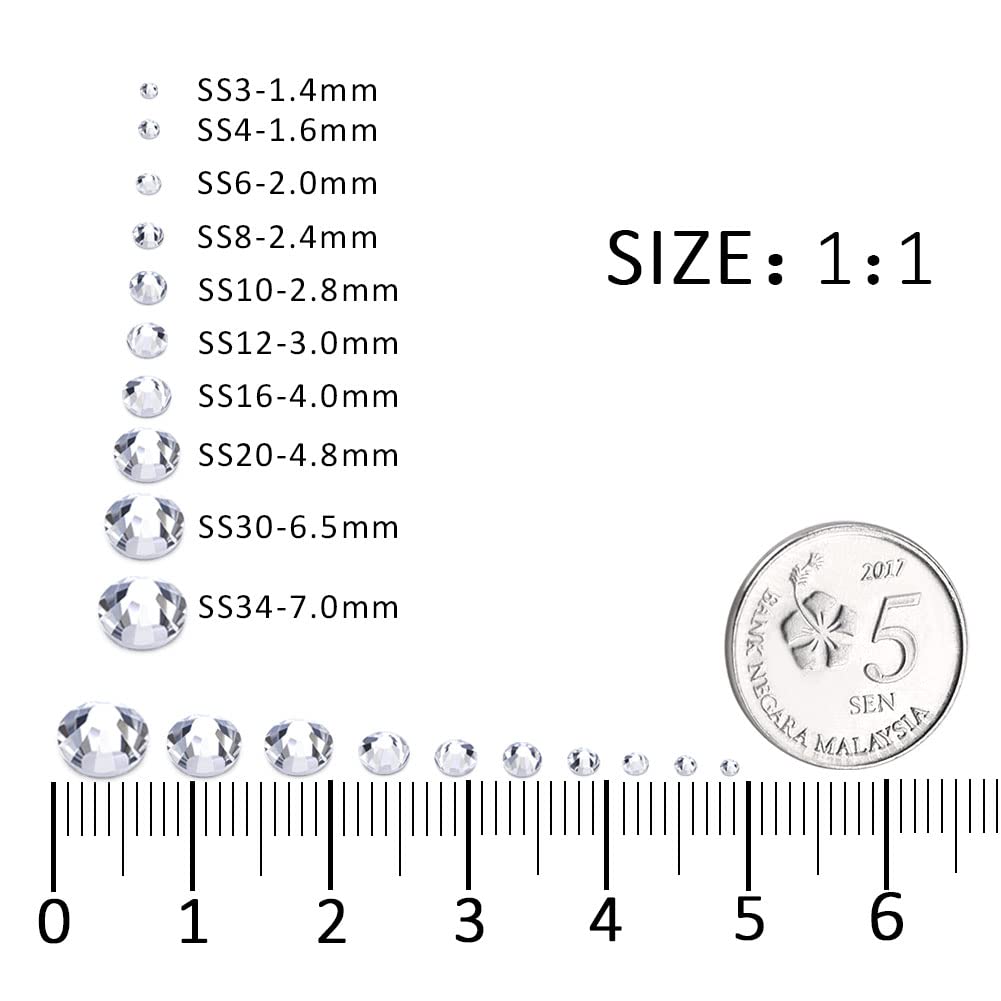 1440Pcs White Crystal Rhinestones,Glass Flatback Rhinestones Gemstones for Nail Face Makeup Art Crafts Clothes Decoration - (SS12,3.0mm,White)