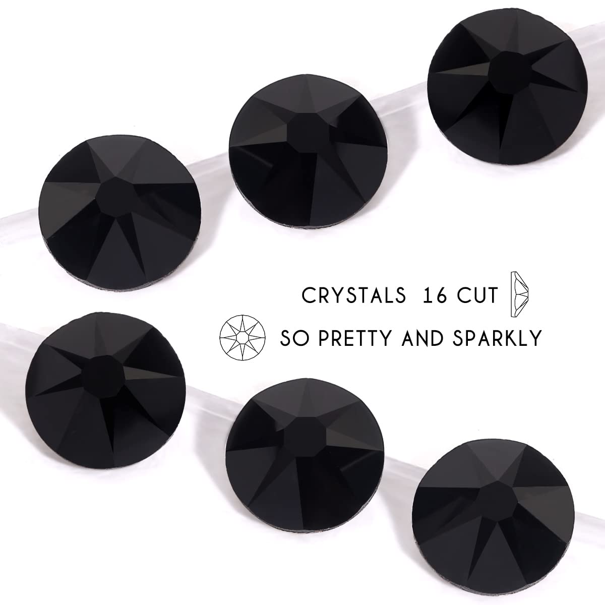 Novani Black Rhinestones 1440pcs Flat Back Round Rhinestone Style 2088 Sparkly Crystal Gemstones for Nail Art and Crafting SS20,4.6-4.8mm