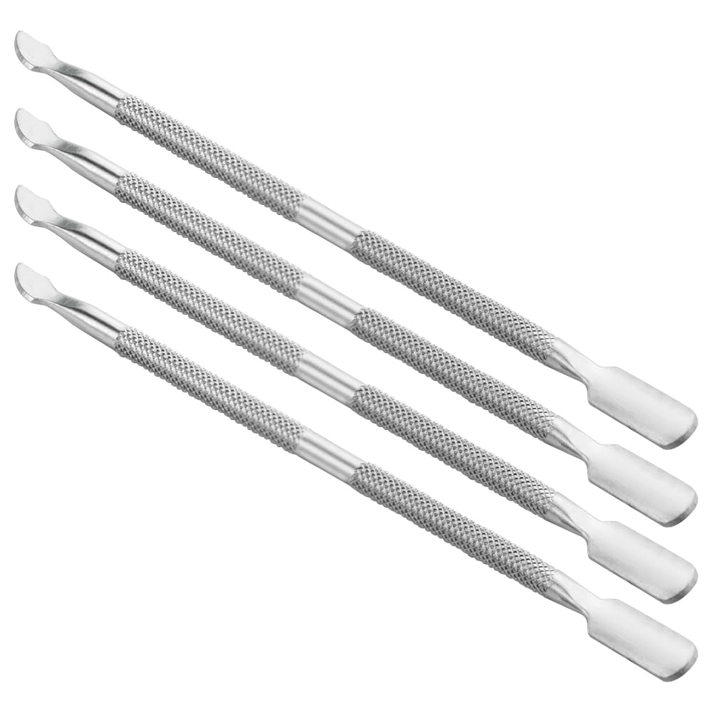 8 Pieces Nail Cuticle Pusher Stainless Steel Nail Polish Cuticle Remover Double Ended Manicure Nail Pedicure Tool Metal Cuticle Peeler Scraper for Fingernails and Toenails (Silver)