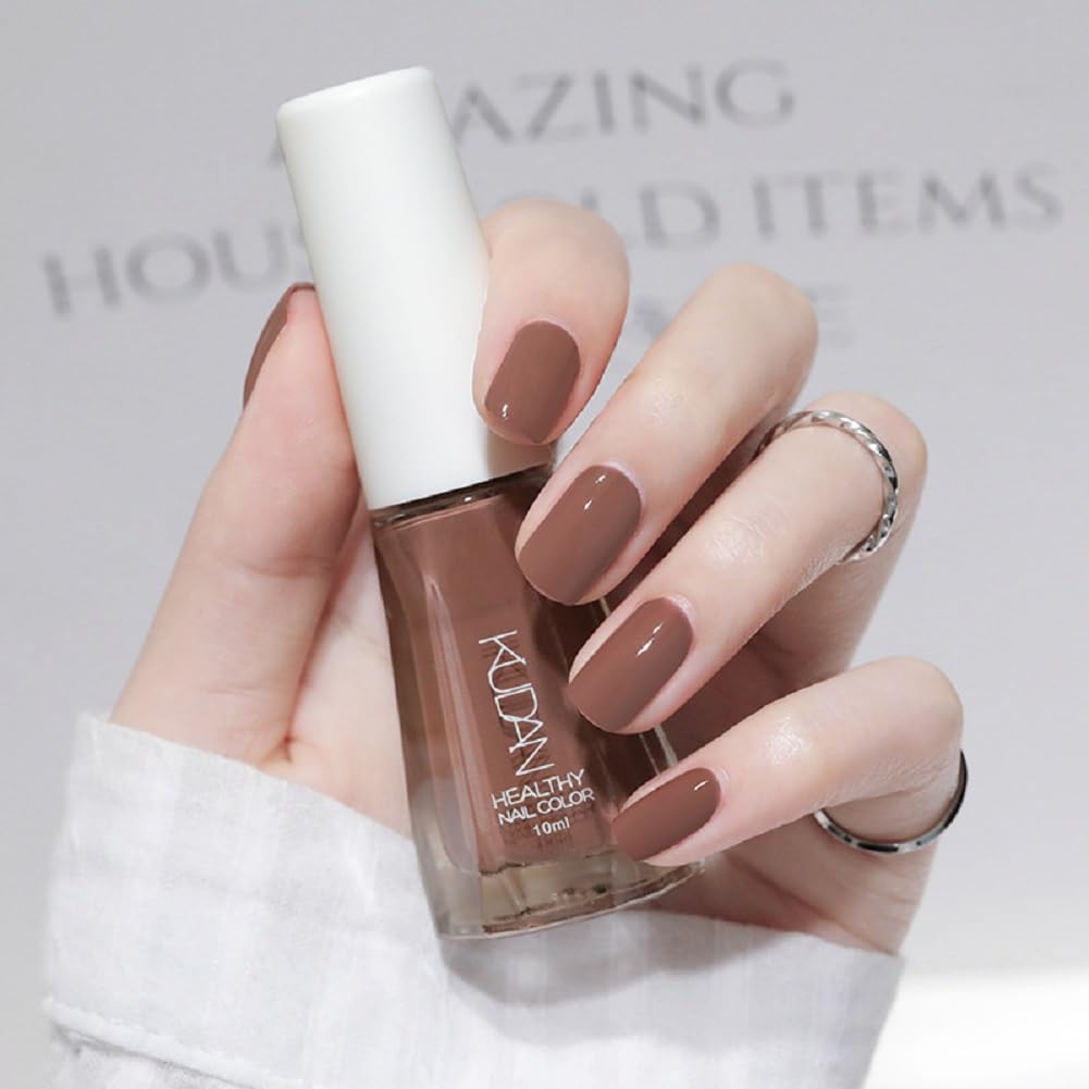 Nail Polish set - Nail Lacquer Quick Dry, Full Size, Vibrant, Colorful, Trendy, Glitter, Glossy, Metallic, Matte Nail Art Nail Shades (N18 light coffee, 52g)