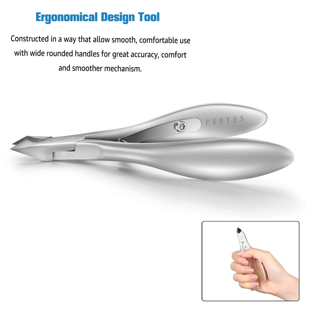 FERYES Cuticle Clippers 1/2 Jaw - Professional Cuticle Cutter Nail Cuticle Remover Tool, Nail Skin Clipper Hangnail Trimmer - SILVER