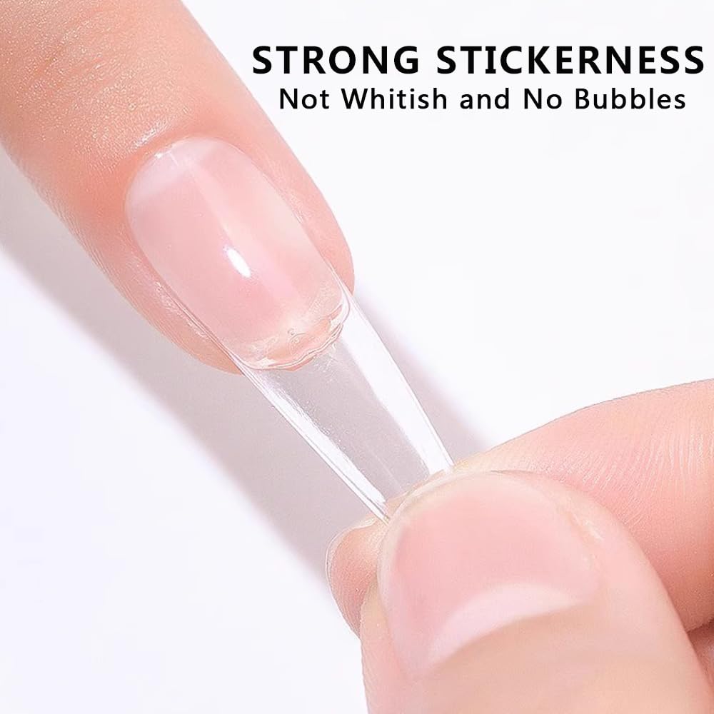 Solid Nail Glue Gel for Soft Gel Nail Tips, 20g Super Strong Nail Glue for Acrylic Nails Extension Press On Nails Fake Nails, Lamp Curing Needed Soak Off Nail Art Salon DIY at Home
