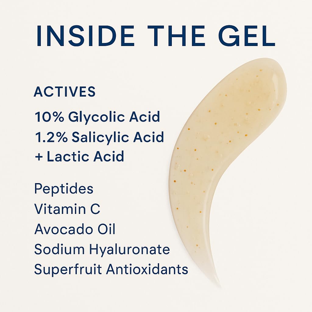 NAELI AHA/BHA Exfoliating Face Wash - 10% Glycolic Acid & Salicylic Acid Cleanser, Anti Aging Acne & Wrinkle Reducing Facial Exfoliant, Pore Minimizer & Brightening Gel, 6 oz