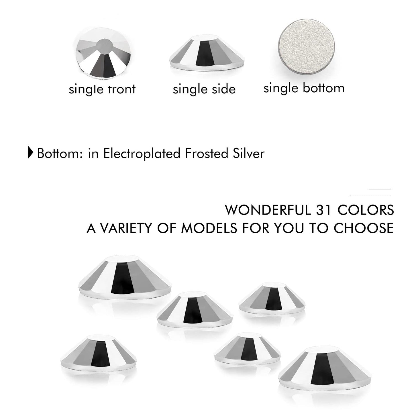 288Pcs Silver Crystal Rhinestones,Glass Flatback Rhinestones Gemstones for Nail Face Makeup Art Crafts Clothes Decoration -(SS30,6.5mm,Silver)