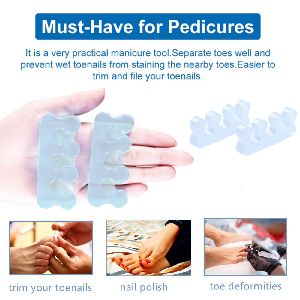 Toe Separators for Bunion Relief & Nail Polish Application - Orthopedic Gel Toenail Dividers, Pedicure Toe Spacers for Toenail Separation & Polishing