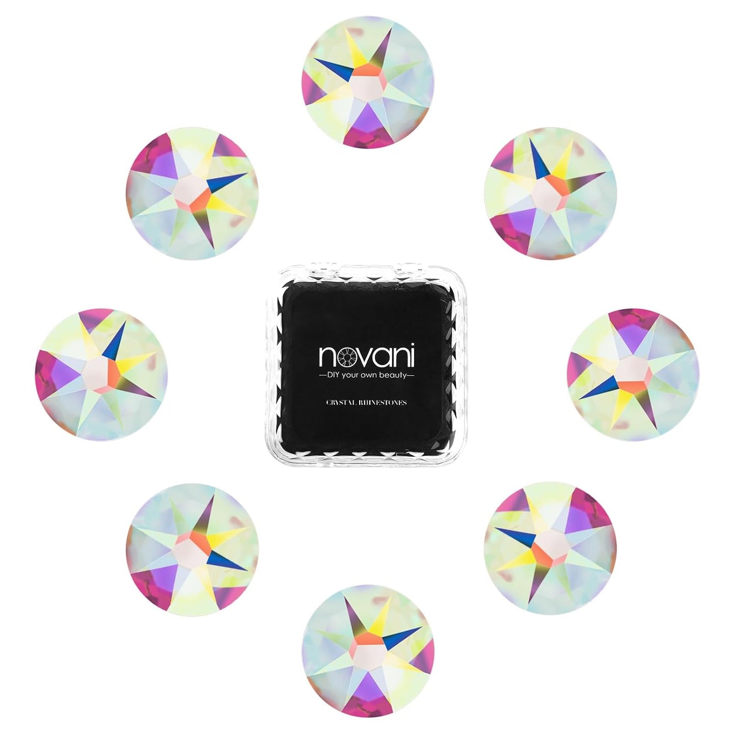 Novani 576pcs Crystal AB Rhinestones Flat Back Round Rhinestone Style 2088 Sparkly Crystal Gemstones for Nail Art and Crafting,SS10(2.7-2.9mm