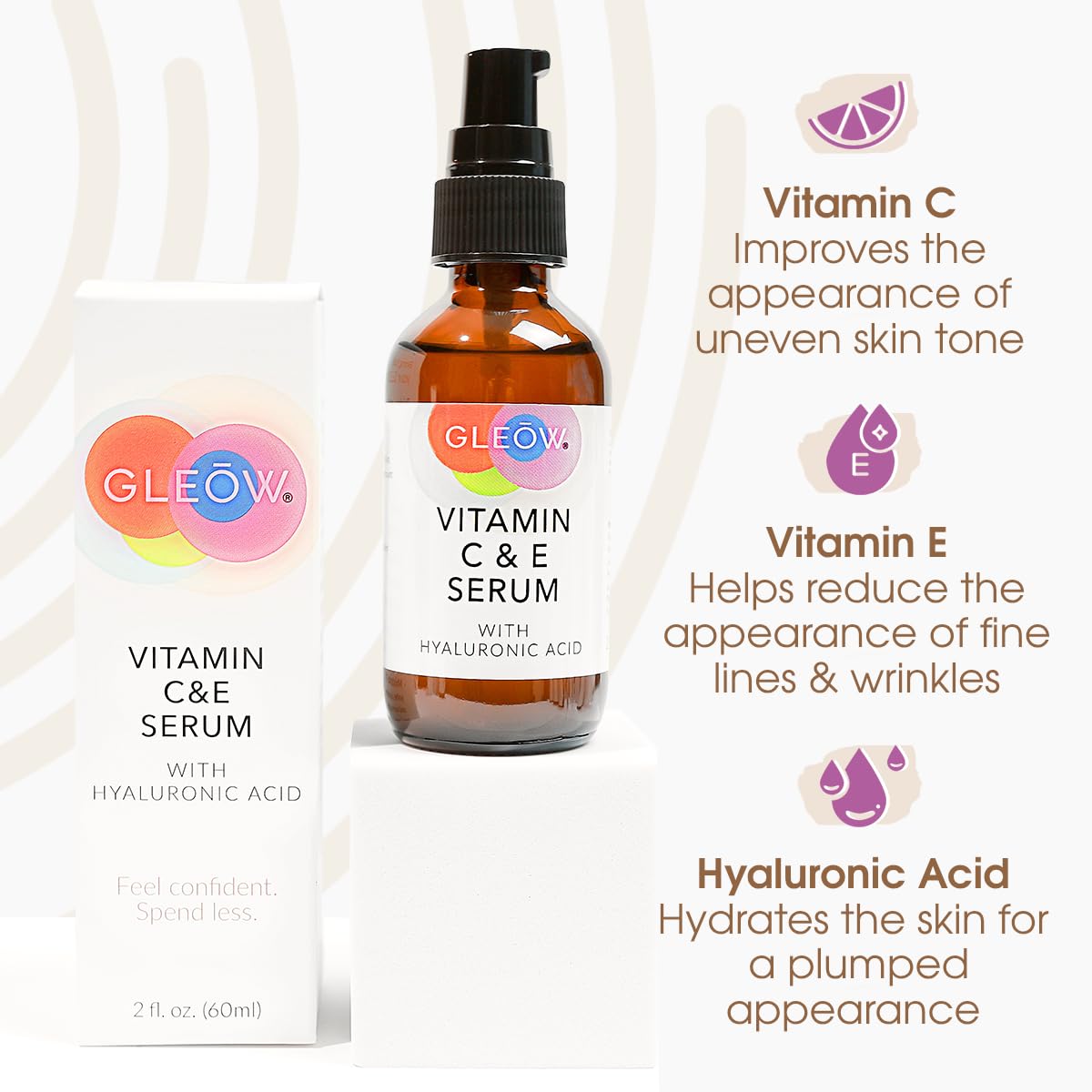 Vitamin C Face Serum, Hydrating Vitamin C Serum for Face with Hyaluronic Acid, Suitable For All Skin Types, Targets the Appearance of Dull Spots 2oz