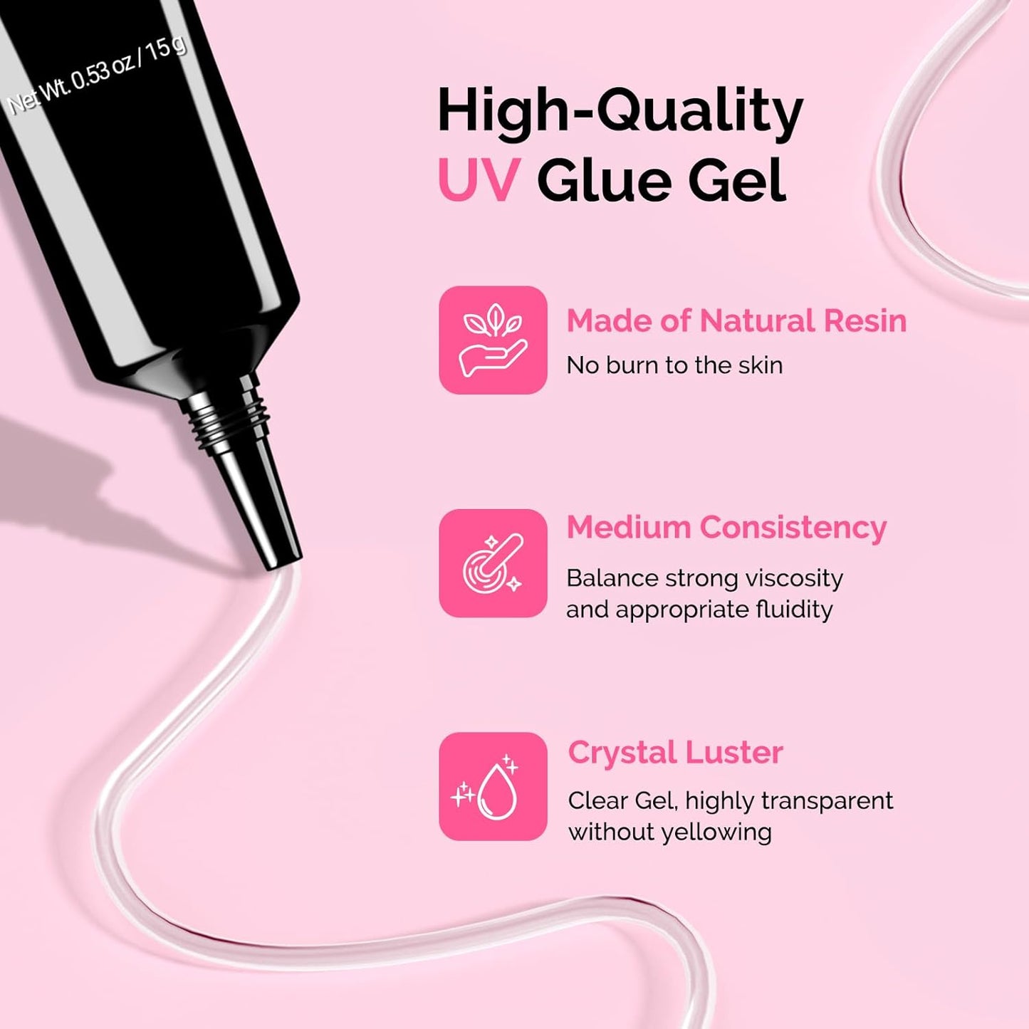 MelodySusie Nail Rhinestone Glue Set, 3D Gel Nail Art Design Strong Adhesive Nail Gem Glue for Nail Charms Gems Jewelry Decoration DIY Manicured at Home Cured Need Beauty Gifts for Women