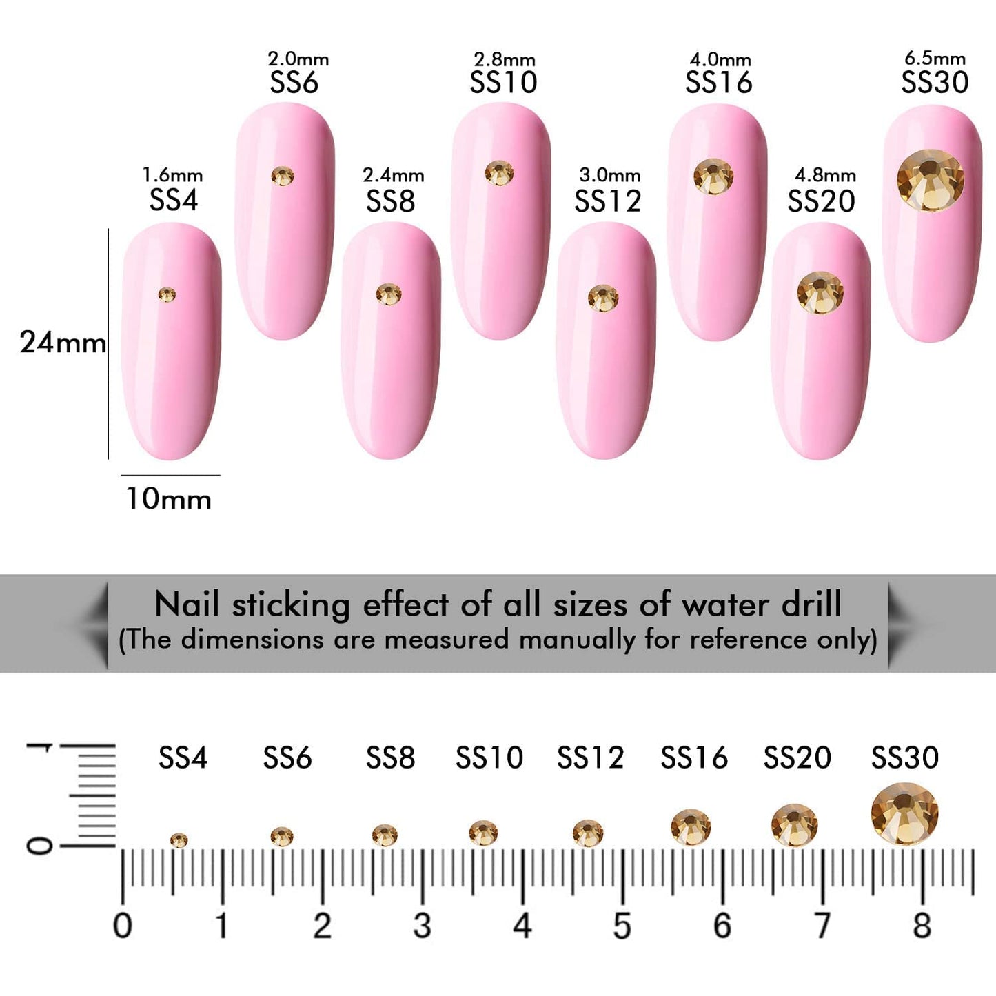 3000Pcs Champagne Crystal Rhinestones,Glass Flatback Rhinestones Mini Gemstones for Nail Face Makeup Art Crafts Clothes Decoration -(SS8,2.4mm,Champagne)