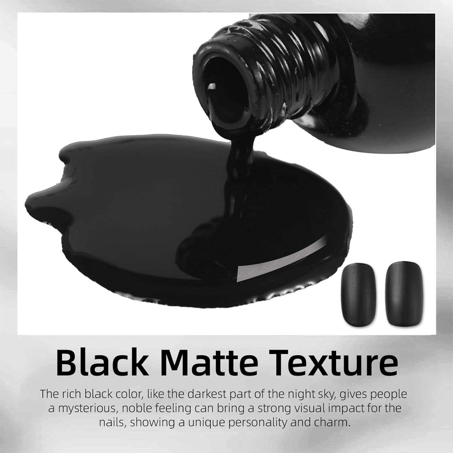 Matte Nail Polish Air Dry Nail Lacquer for Nail Art Varnish, Mist Effect Matte Finish Velvet Nail Polish, 0.35 fl oz (Piano Black-09, 10 ML)