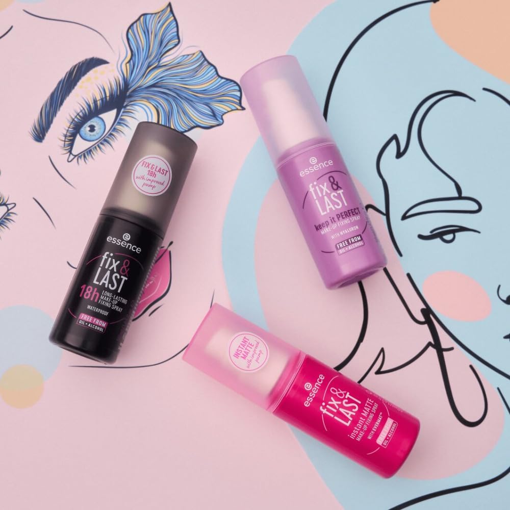 essence | Fix & Last Instant Matte Makeup Fixing Spray | Shine Control & Long-Wearing Formula | Vegan & Cruelty Free