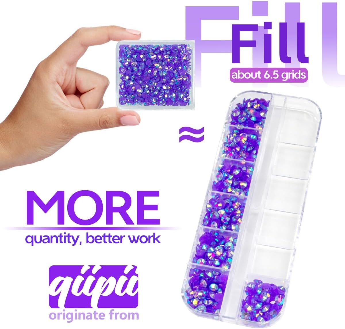 Dark Purple AB Resin Rhinestones w B7000 Jewelry Glue for Bedazzling Crafting 3mm 4mm 5mm 6mm Violet Flatback Jelly Stones Bulk Diamonds Gems for Nails Face Eyes Makeup Body Tumblers DIY Crafts