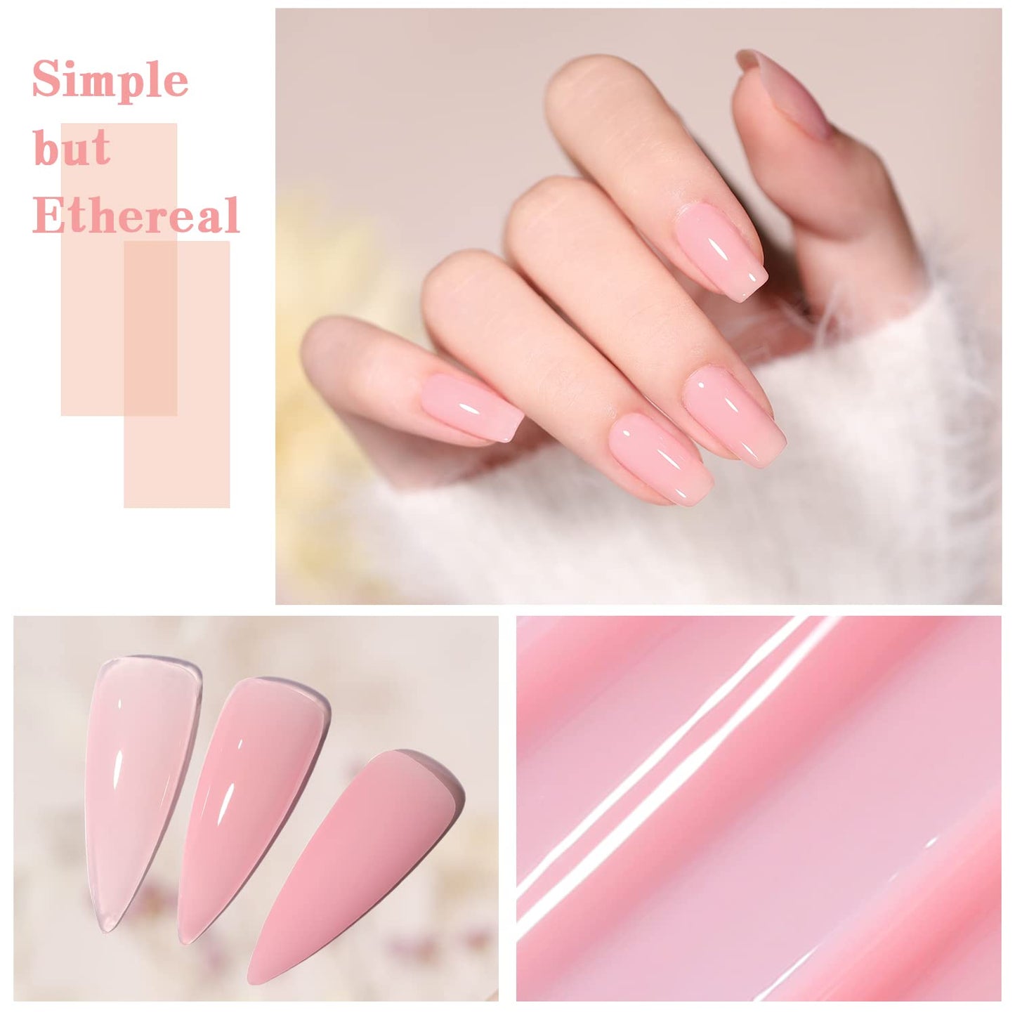 Jelly Pink Gel Nail Polish Set of 10 Colors Including Pink Purple Milky White Nude Gel Polish Kit UV LED Soak Off Nail Polish Home DIY Manicure Nail Salon Varnish