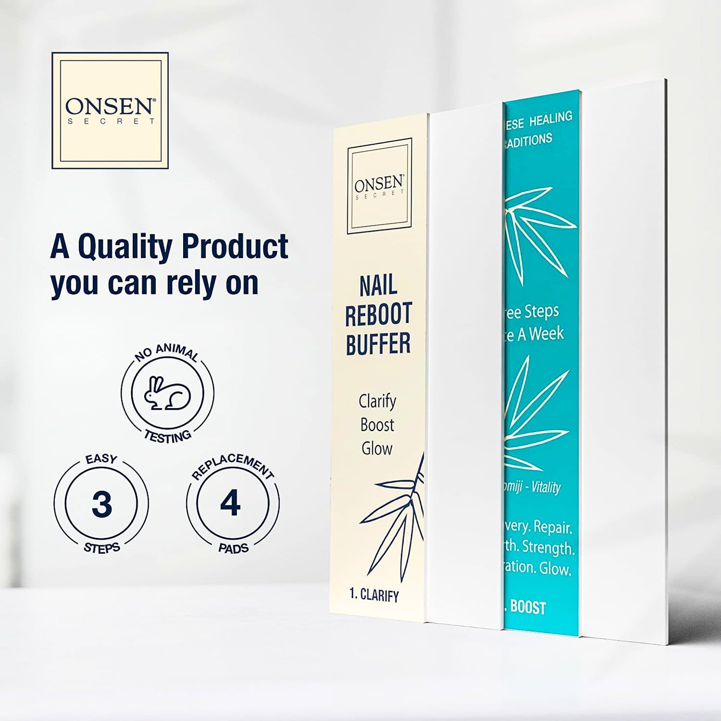 Professional Nail Buffer Replacement Pads | Ultimate Shine Nail Buffing Pads w/ 3 Way Buffing Methods - 1 Pack of 4 Combo Buffer Pads by Onsen