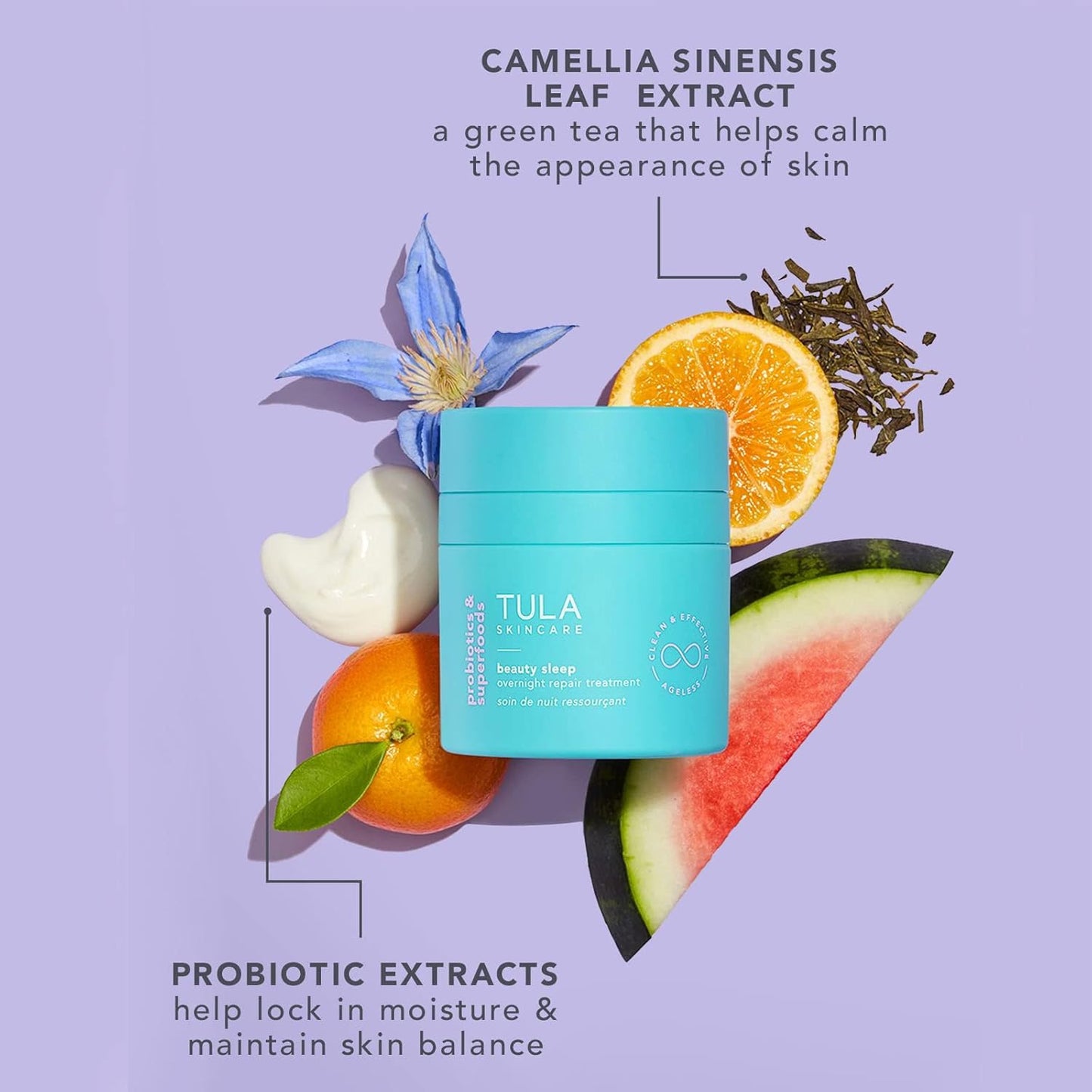 TULA Skin Care Beauty Sleep Overnight Repair Treatment - Anti-Aging, Night Cream, Contains Natural Peptides, AHAs, Retinol, Vitamin C to Reduce the Appearance of Lines and Dull Tone, 1.7 oz.