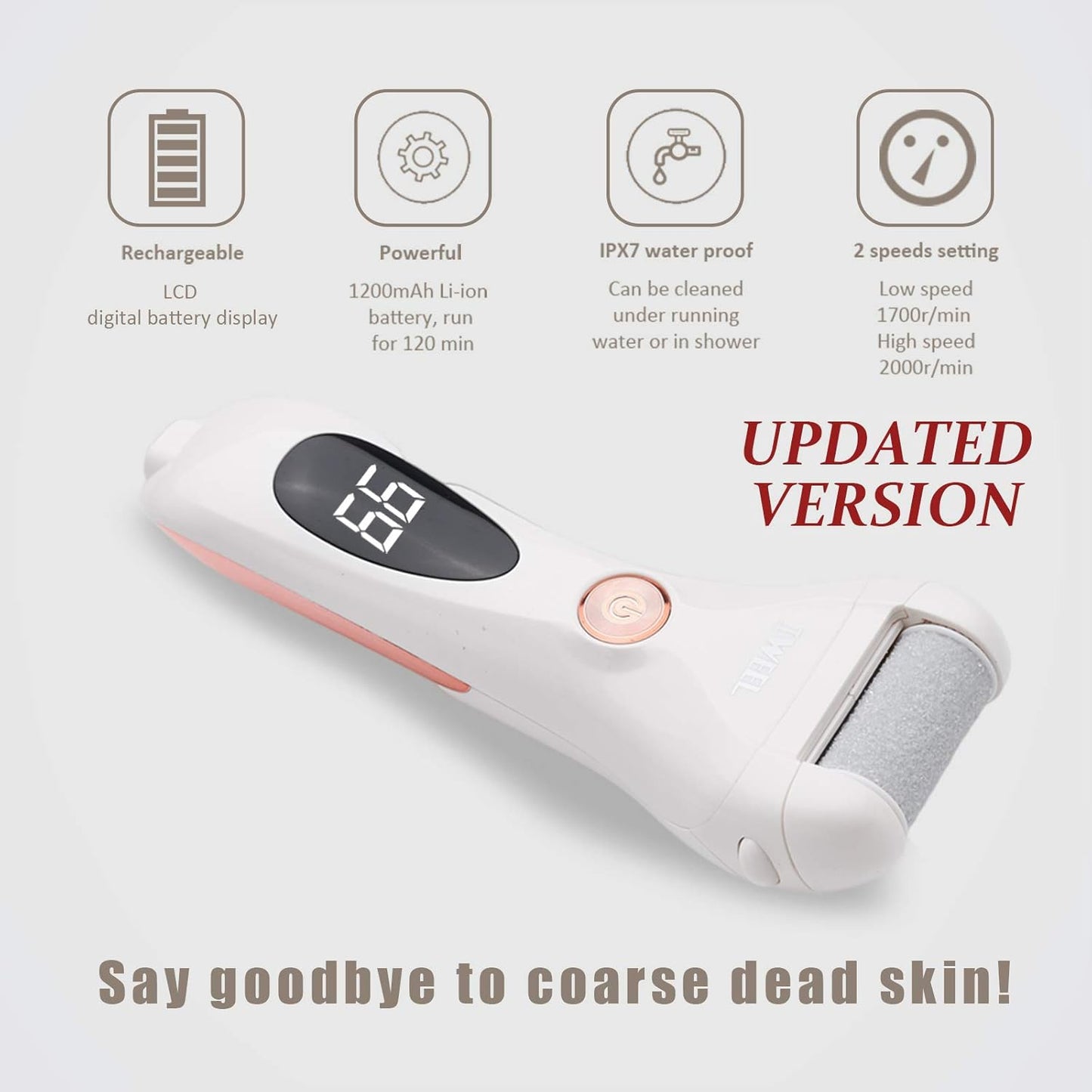 Callus Remover for Feet Shaver Rechargeable Electric Foot File Pedicure Tools for Feet Professional Callous Shaver Waterproof Pedicure kit for Cracked Heels and Dead Skin