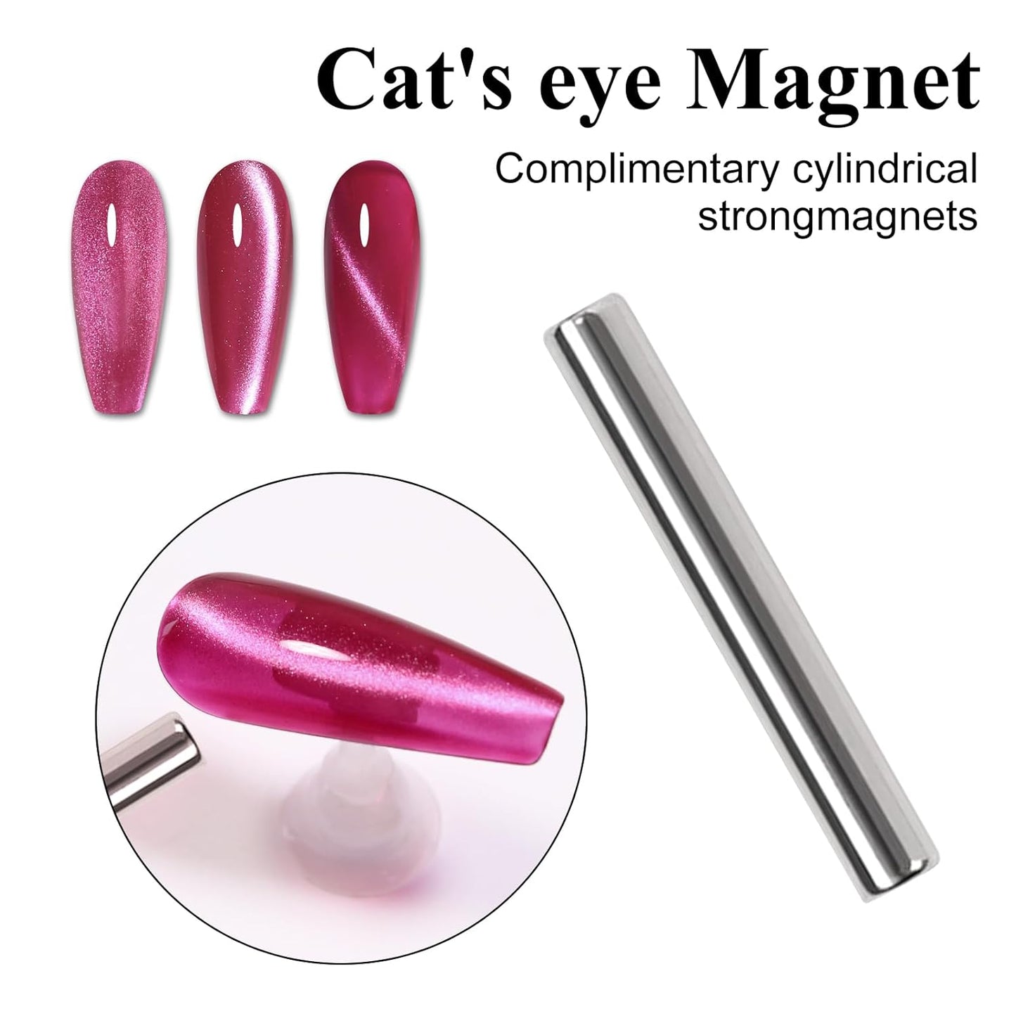 Imtiti Cat Eye Gel Nail Polish, 15ml Rose Red Holographic Crystal Diamond Cat Eyes Glitter UV Soak Off Gel Nail Polish with Magnetic Stick for Nail Art 1Pcs