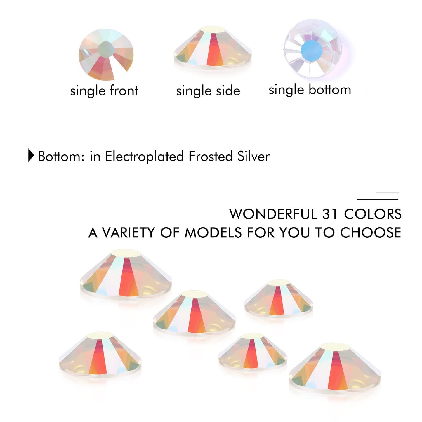 288Pcs Transparent AB Crystal Rhinestones,Glass Flatback Rhinestones Gemstones for Nail Face Makeup Art Crafts Clothes Decoration -(SS30,6.5mm,Transparent AB)