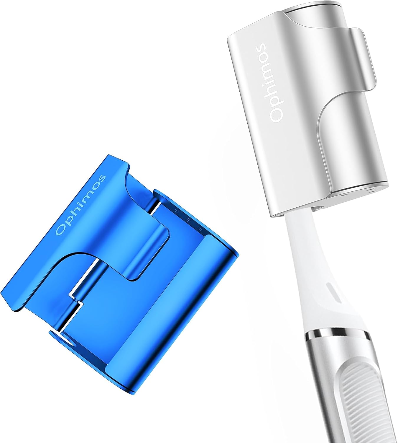 Aluminum Alloy Toothbrush Head Cover/Cap/Protector Case,Travel Toothbrush Covers Long-lasting Toothbrush Head Caps for Most Electric/Manual Brushes, 2 Count - Silver+Blue