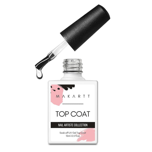 Makartt Gel Top Coat No Wipe, 15ML Clear Top Coat Gel Nail Polish, High Gloss Shine Finish Long Lasting Soak Off UV Nail Lamp Need for Acrylic Nails, Salon Quality Home DIY Manicure