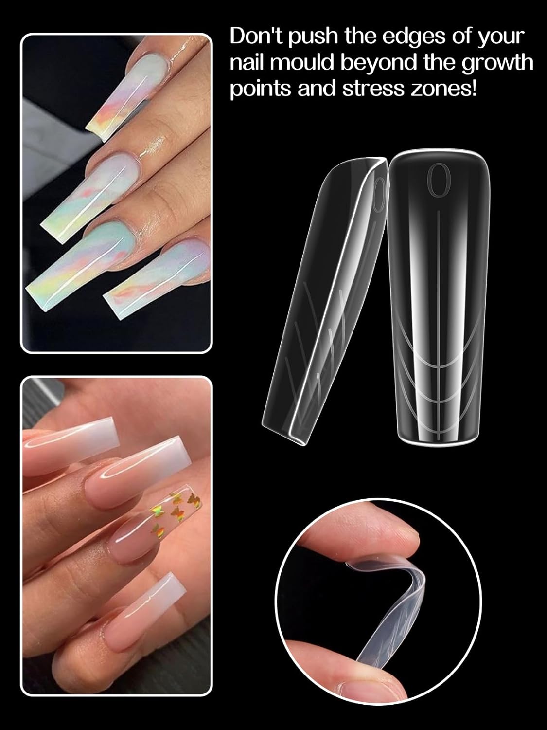 TOROKOM Poly Extension Gel Dual Nail Forms 150Pcs Coffin Clear Nail Forms Full Cover Coffin Nail Molds 15 Sizes for Gel Manicure Nail Art Design Salon&DIY
