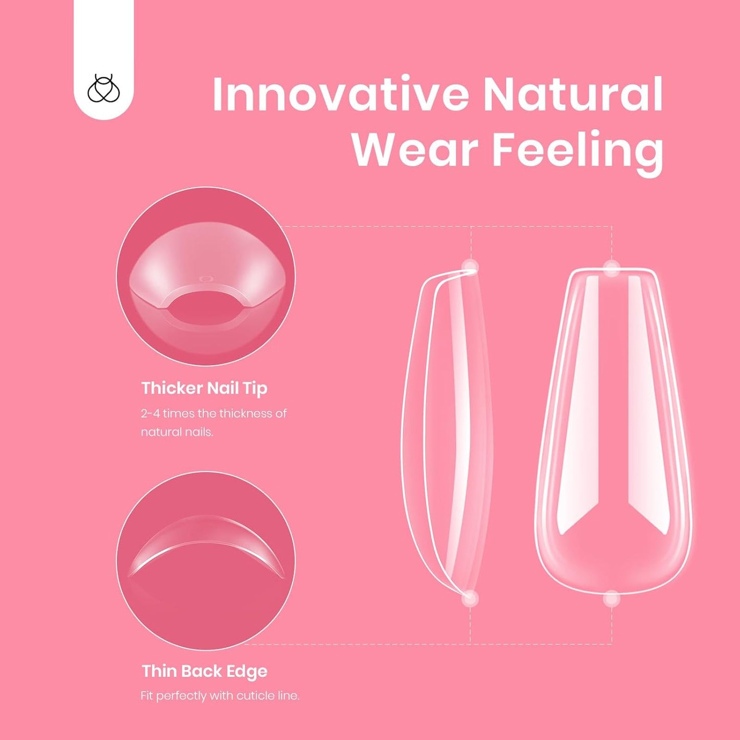 Beetles Gel Nail Tips Easy Nail Extension Pre-shaped Medium Coffin Nail Tips 12 Sizes 288Pcs Gelly Tips Clear Press on Nail Tips Full Cover False Nails Gifts for Girls Women