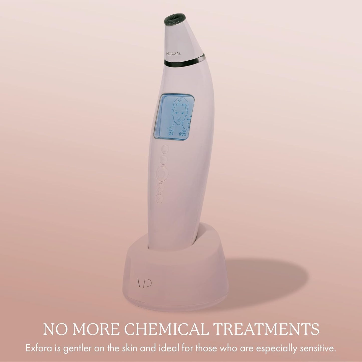 Exfora Facial Microdermabrasion Wand by Vanity Planet - Acne Treatment Reduce Wrinkles & Fine Lines - 4 Interchangeable Heads & Dual Charging Mode - Exfoliating Facial Cleanser for All Skin Types