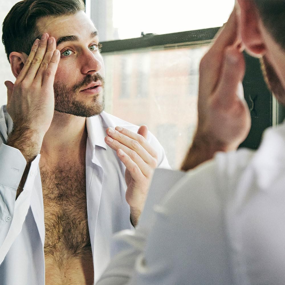 Brickell Men's Anti Aging Hyaluronic Acid Serum for Face, Day Face Serum for Men, Natural & Organic Facial Serum With Protein Peptides to Restore Collagen and Firmness, 1 Ounce, Unscented