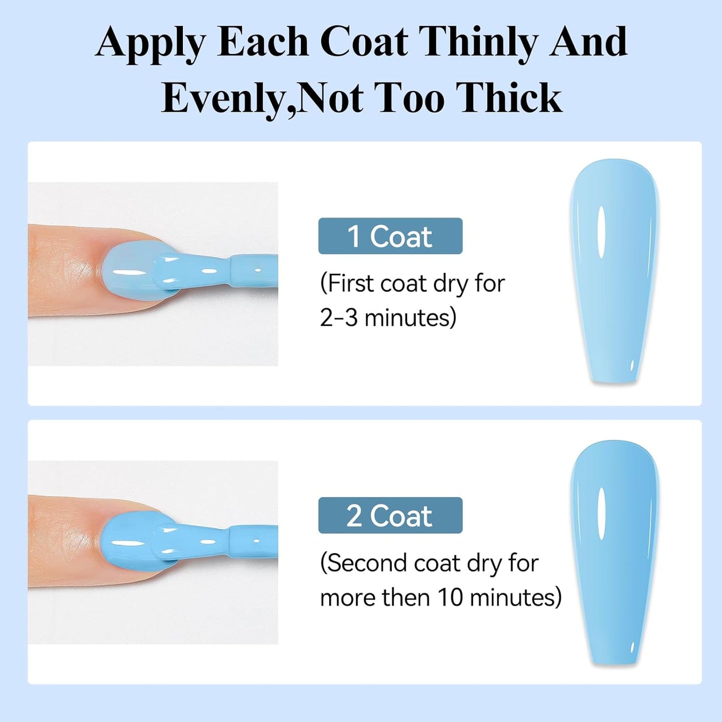 Blue Nail Polish Quick Dry Pastel Nail Lacquer Sheer Color, Light Blue Regular Fast Dry Fingernail Polish Bulk Non Gel Long-Lasting DIY Salon Gift For Women