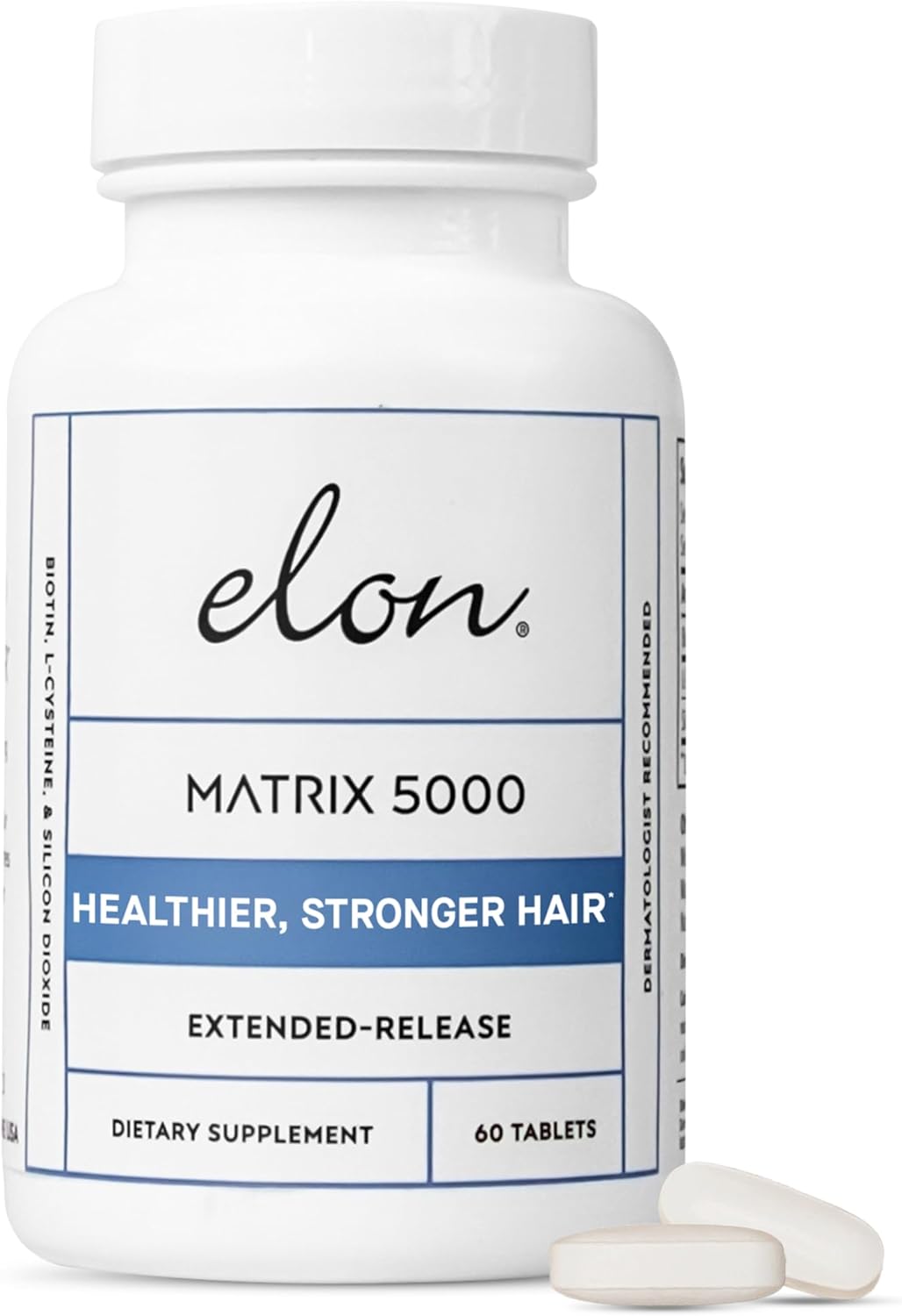 Elon Matrix 5000 - Biotin 5000mcg Vitamins for Hair Growth w/Extended Release - Promotes Healthy & Strong Hair & Nails - (60 Day Supply)