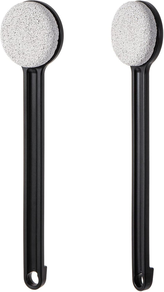 Pumice Stone for Feet with Long Handle 14", Hard Skin Callus Remover, Scrubber and Exfoliator for Dead Dry Skin, Softer & Smoother Feet, Pedicure Tool (Straight) Black