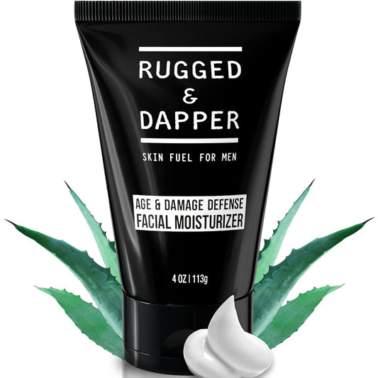 RUGGED & DAPPER - Age Defense Face Moisturizer for Men | 4oz | Hydrating Mens Face Lotion | Unscented + Anti- Aging Formula for Clear Skin | Natural Ingredients | Made in USA
