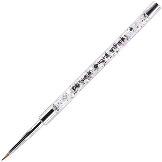 PANA 3D Kolinsky Nail Art Brush - Silver Glitter Handle, Size 2 - Acrylic Nail Art Sculpture Brush for Manicures Pedicure Salon Professional or Beginner