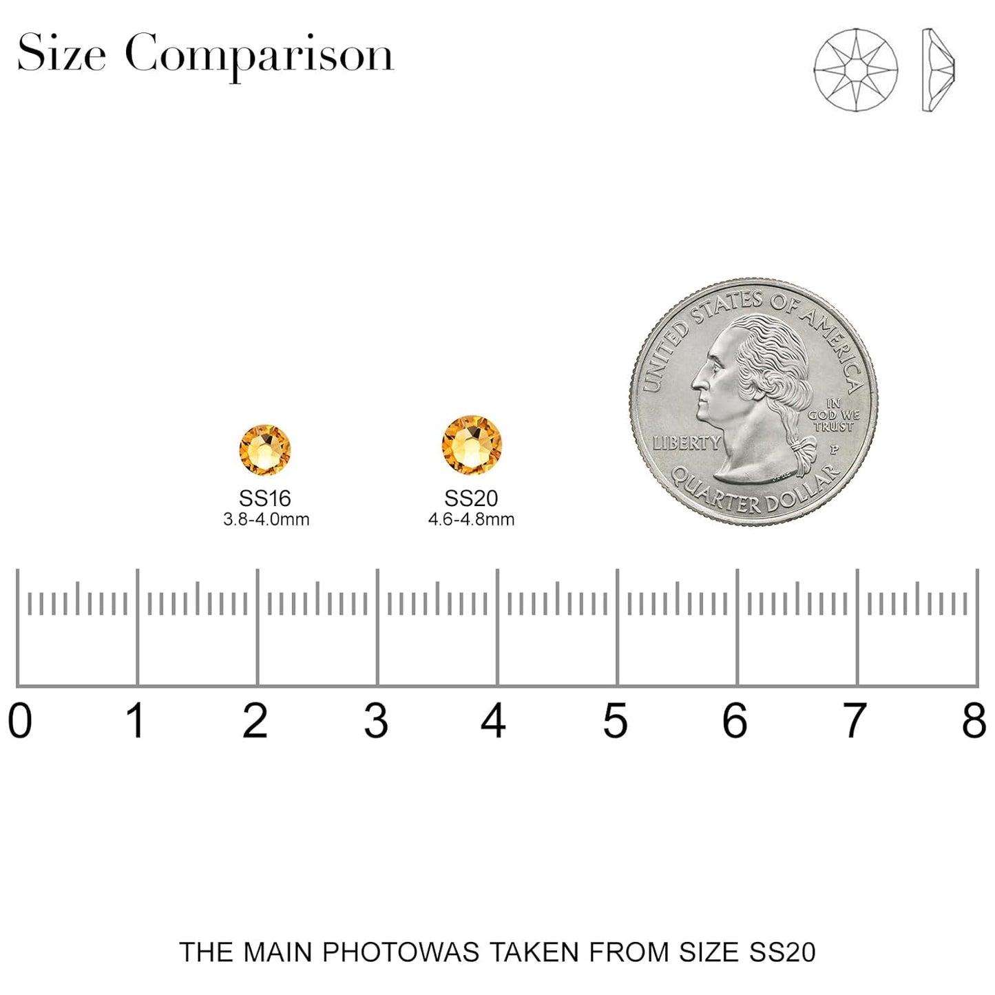 Novani Topaz Rhinestones 1440pcs Flat Back Round Rhinestone Style 2088 Sparkly Crystal Gemstones for Nail Art and Crafting SS20,4.6-4.8mm