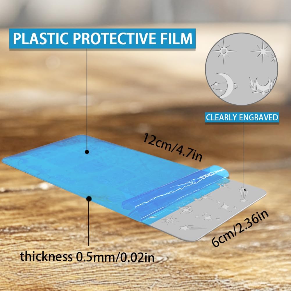 3Pcs Sun Moon Nail Stamping Plate Heart Nail Stamping Templates French Line Tip Art Stamp Sun Moon Plates Stainless Steel DIY Reusable Tools for Manicure Printing