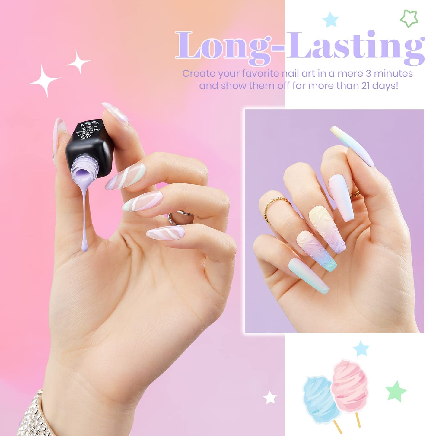 Beetles Pastel Gel Nail Polish, 6 Colors Macaron Gel Polish Light Pink Blue Green Yellow Purple Nails Soft All Season Soak Off Uv Gel Manicure Nail Art Design DIY Home Salon Gift for Girls Women