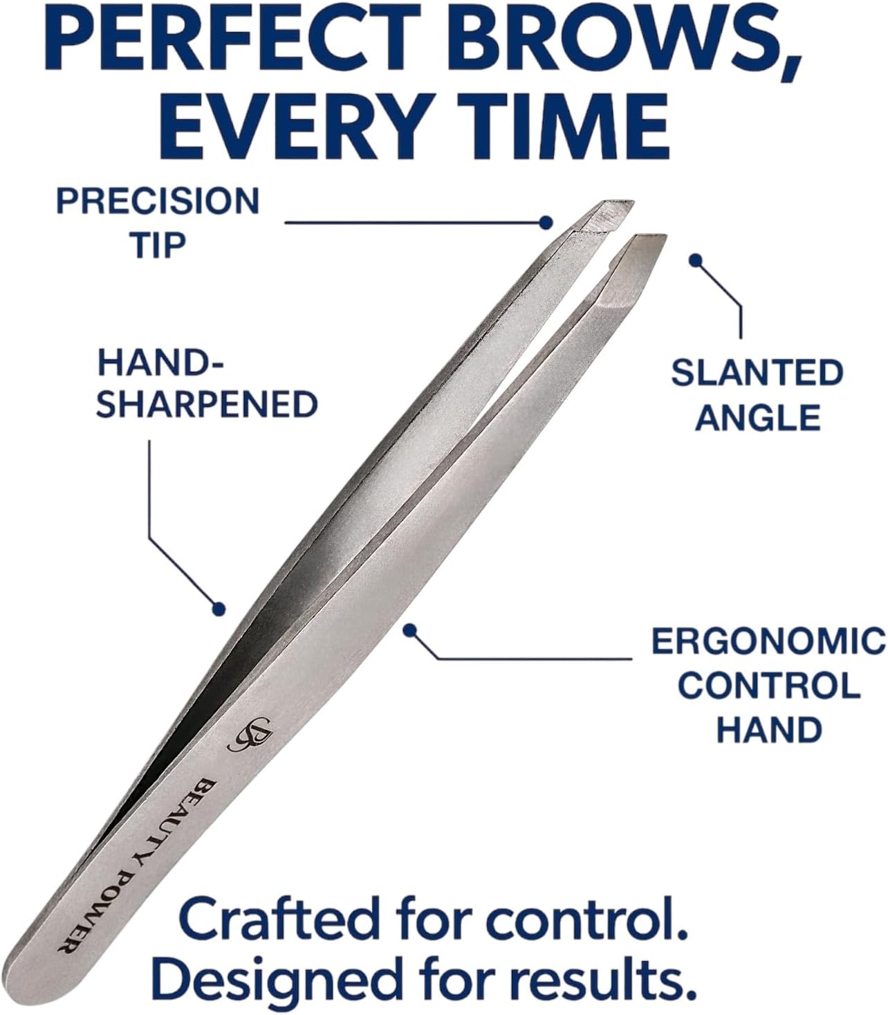 Slant Tip Precision Tweezers - Stainless Steel Eyebrow Tweezers for Women & Men - Precision Tweezers for Facial Hair, Ingrown Hair & Brow Shaping - Professional Beauty Tool (Matte Gray)