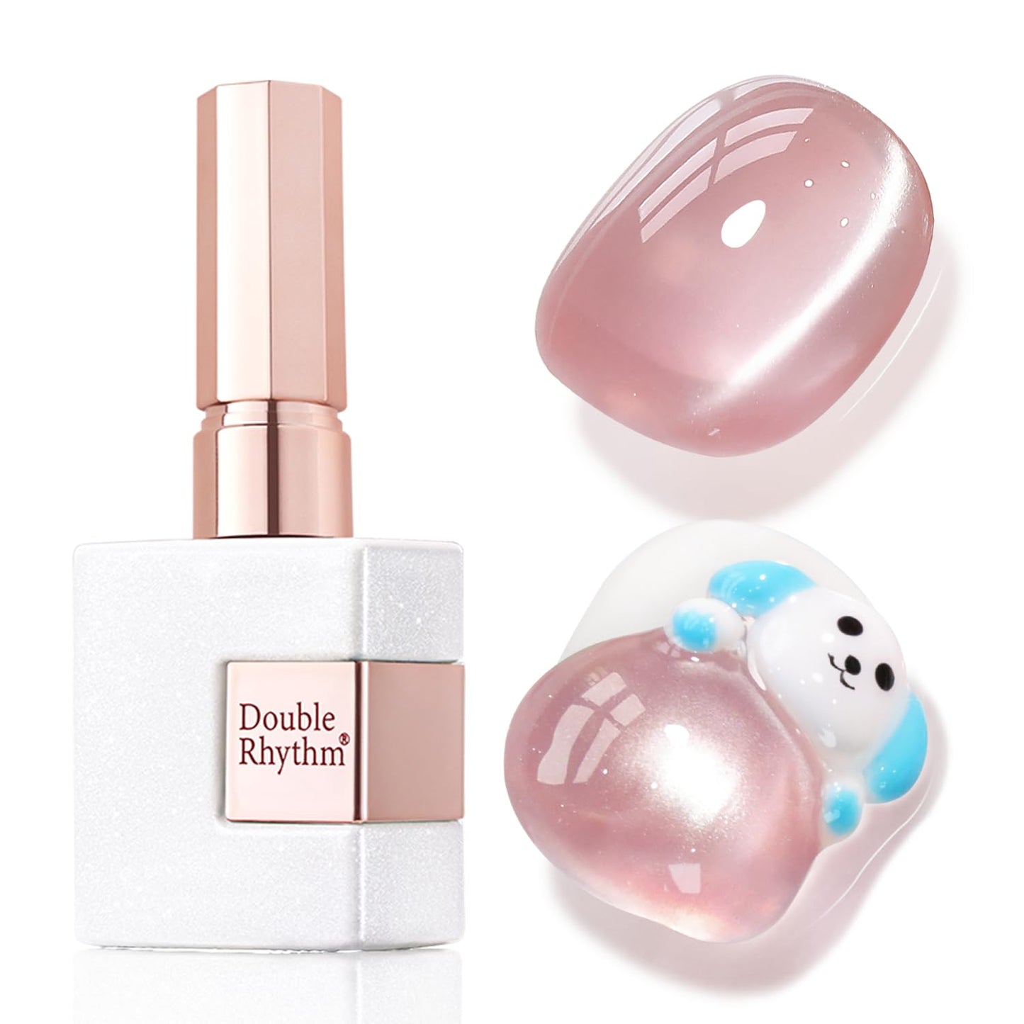 Double Rhythm Jelly Glass Cat Eye Gel Polish with Magnet 15ML Holographic Glitter Shimmer Translucent Sheer Color Magnetic Nail Polish Salon DIY at Home (Jelly Pale Purple-MC1100)