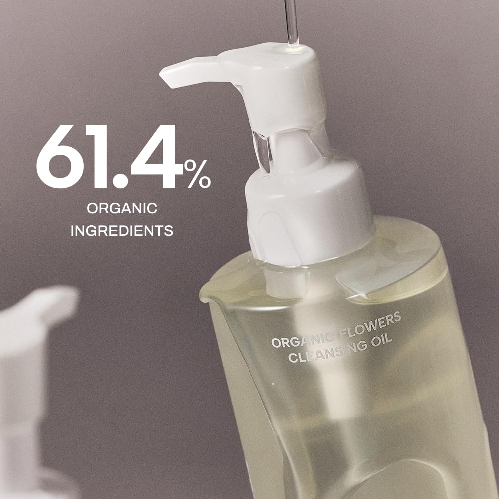 Whamisa Organic Flowers Cleansing Oil, Face Cleanser, Postbiotic-Rich Makeup Remover for Deep Cleansing, Pore Care, Rolling, Fermented, Easy Clean (260ml)