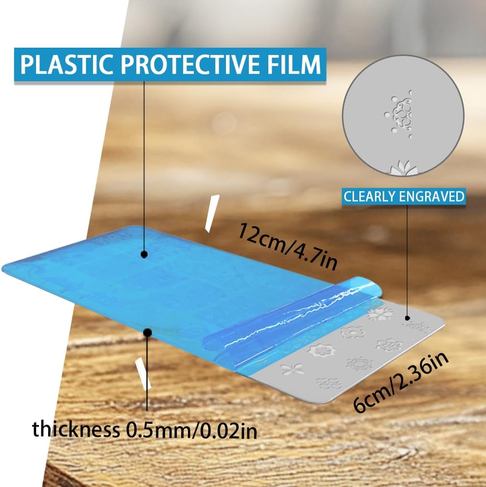 3Pcs Chinese Style Nail Stamping Plate Set Lucky Words Lanterns Bamboo Steel Nail Stamp Templates Clear Silicone Nails Stamping with Stamper Scraper for Manicure Printing