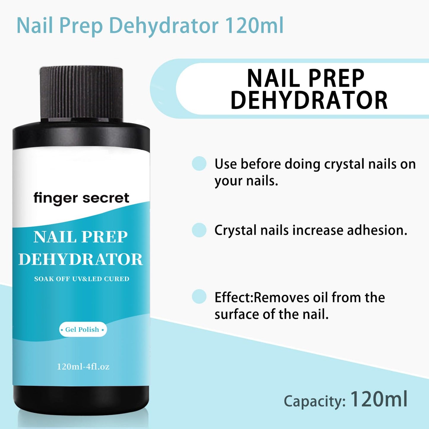 120ml/4floz Nail Prep Dehydrator for Gel Polish, Fast Dry Nail Primer, NaiL Dehydrator for Nail Art Design in Salon or Home Use