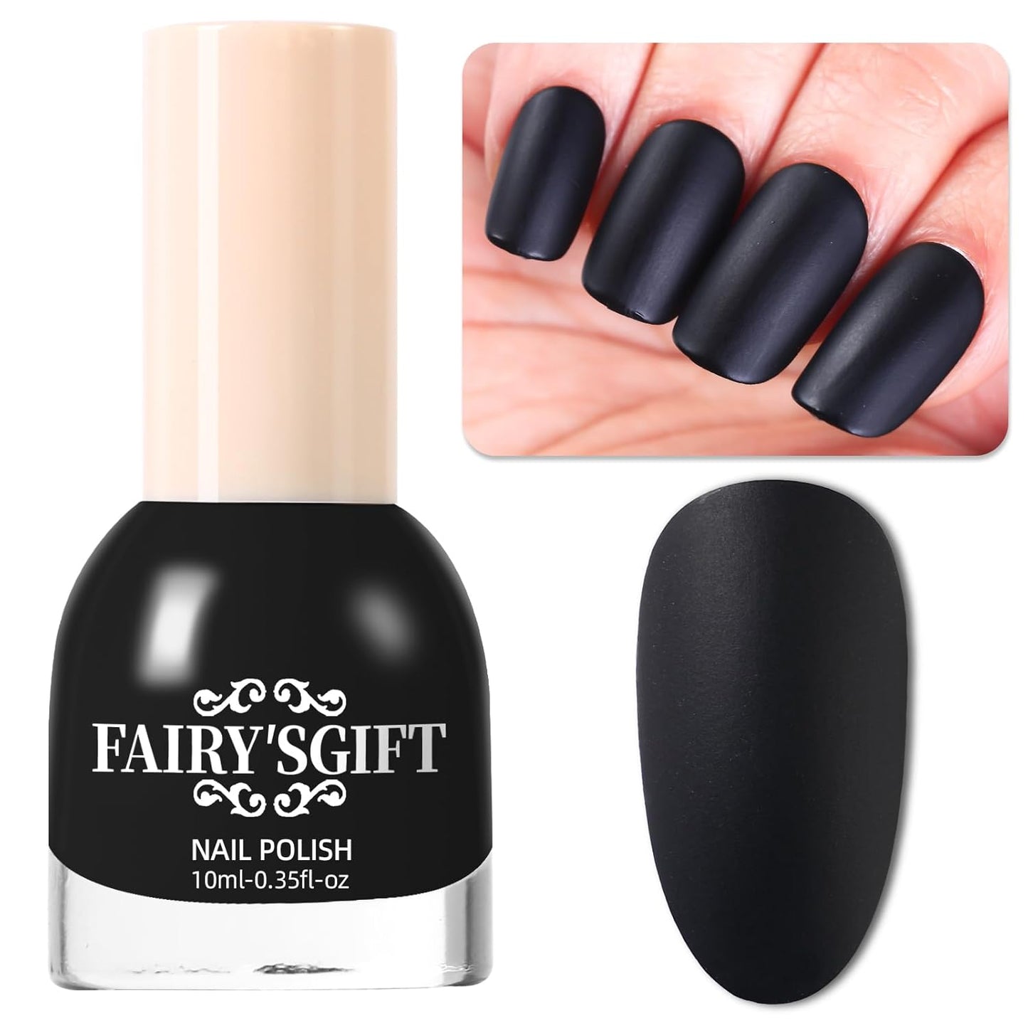 Matte Nail Polish Air Dry Nail Lacquer for Nail Art Varnish, Mist Effect Matte Finish Velvet Nail Polish, 0.35 fl oz (Piano Black-09, 10 ML)