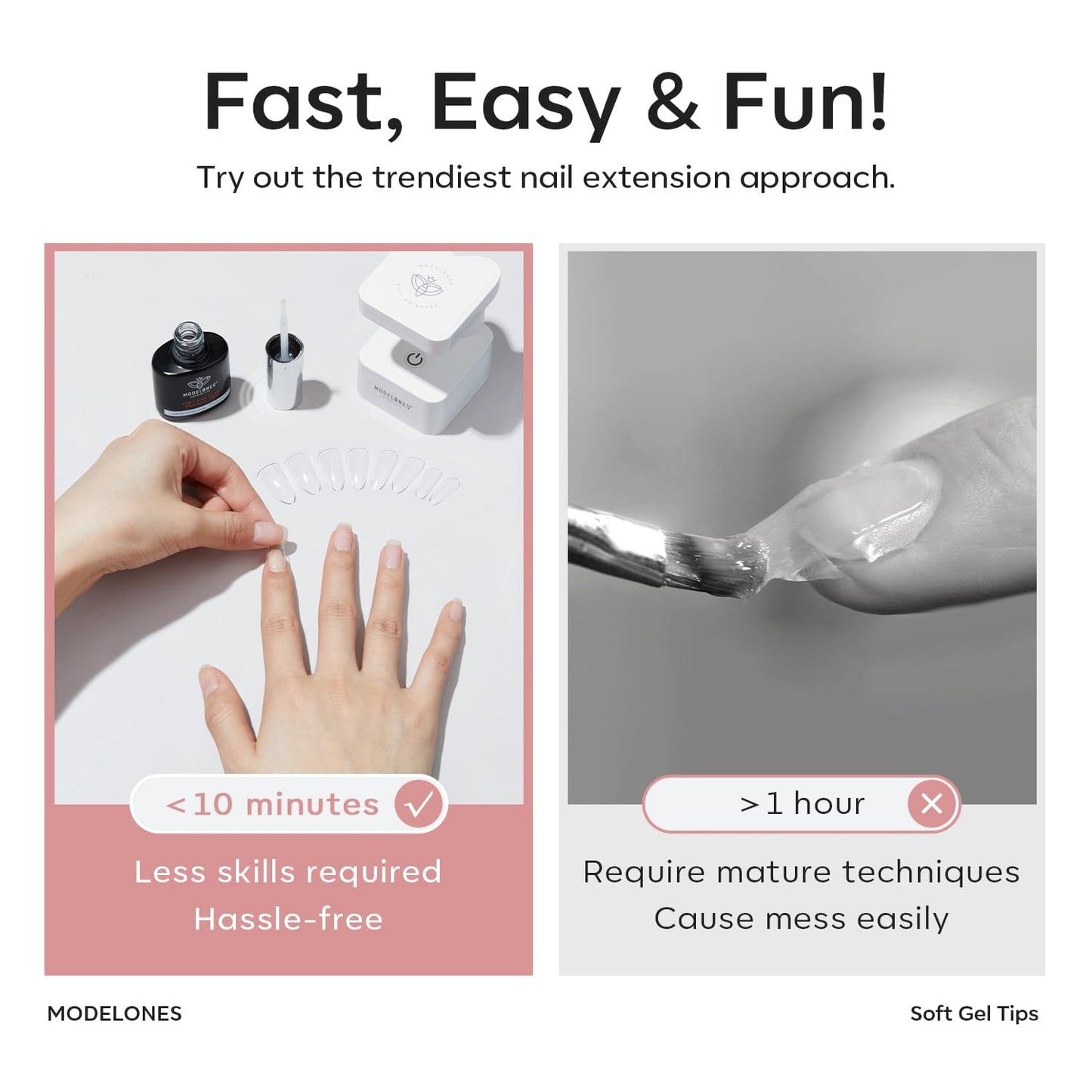 Modelones Extra Short Oval Round Nail Tips - 510Pcs Soft Fake Nails Tips Gel Pre-shaped Half Matte Full Cover No Filed False Extension Manicure Salon DIY at Home 15 Sizes