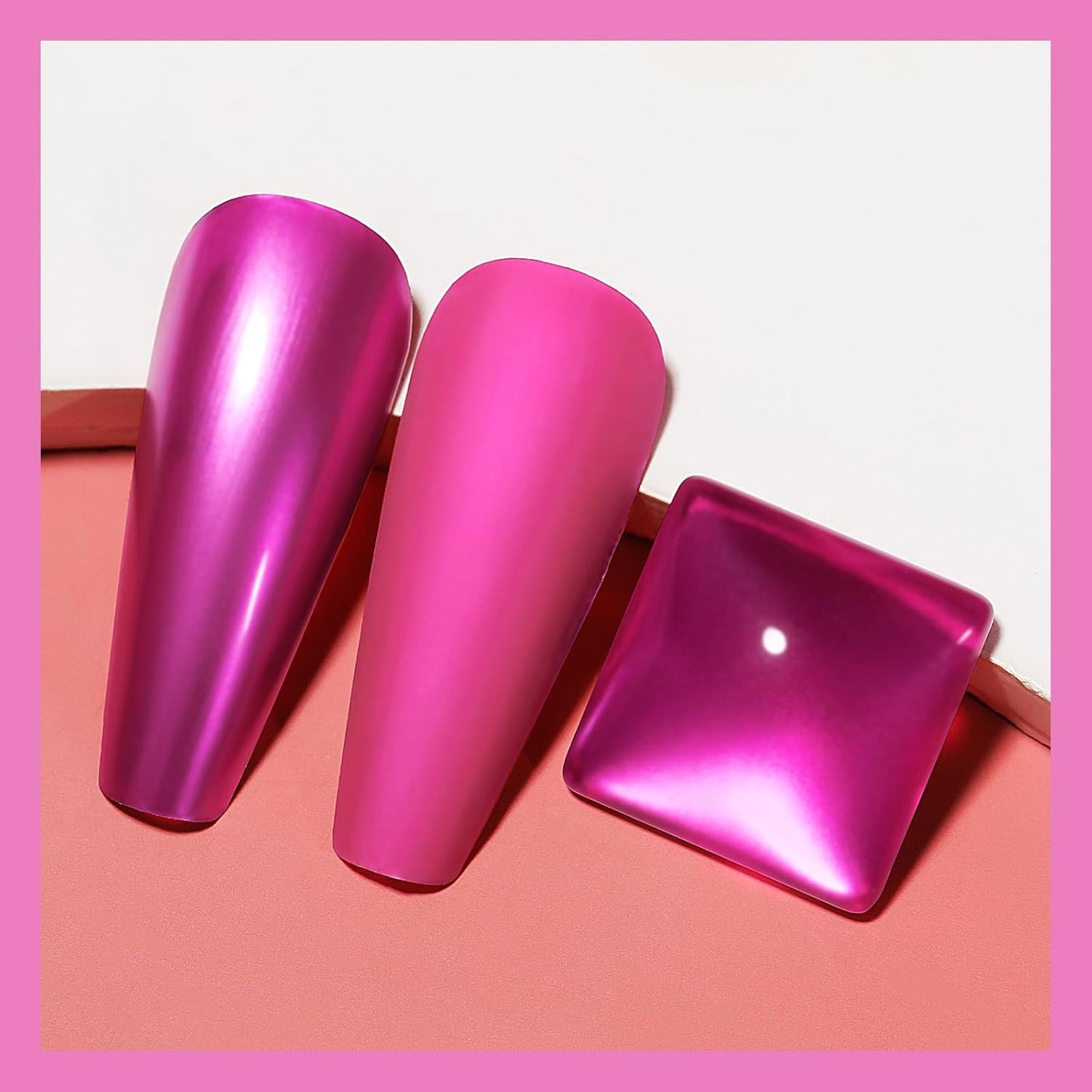 MIZHSE Rose Red Mirror Nail Polish, Quick Dry Metallic Nail Polish, Air Dry Fast Chrome Nail Lacquer Bright Color Oil-based Nail Art Manicure DIY Home