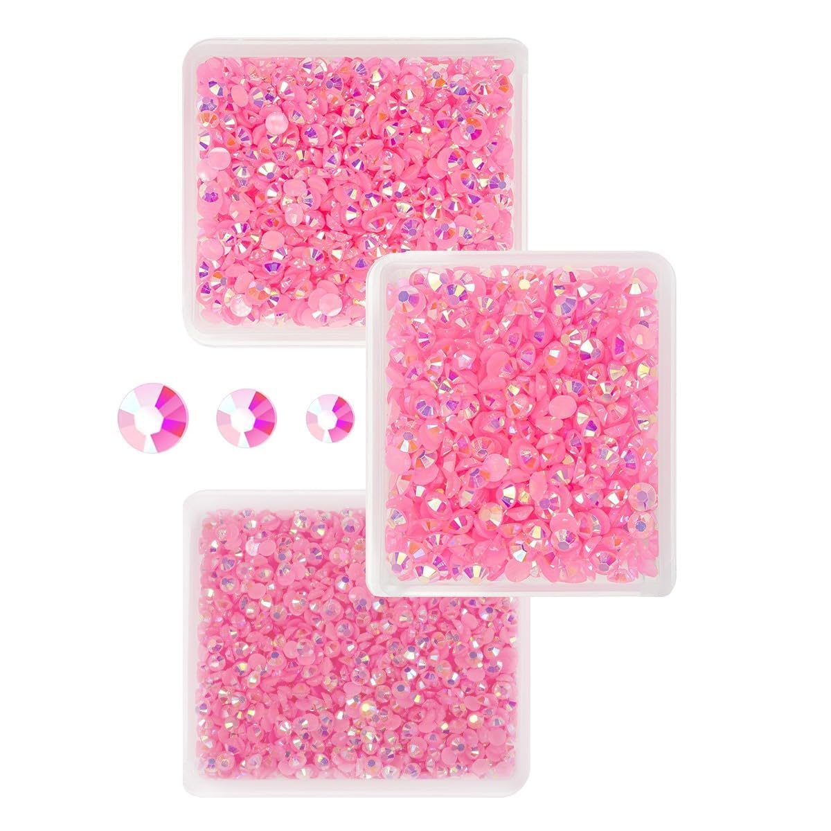 Dark Pink AB Resin Rhinestones for Crafting 3mm 4mm 5mm Flatback Jelly Stones Bulk SS10 SS16 SS20 Non-Hotfix Diamonds Crystals Gems for Nails Face Eyes Makeup Mugs Tumblers Bottles DIY Crafts