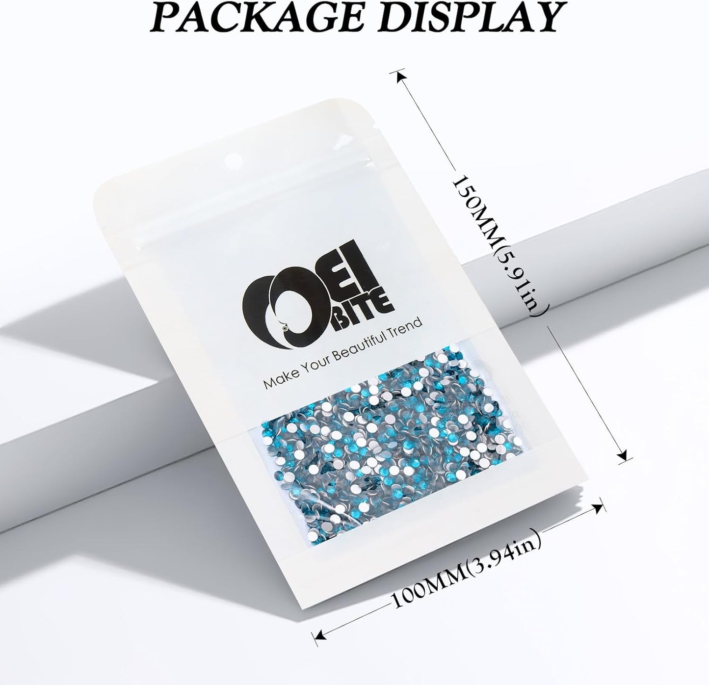 Malachite Blue Flatback Rhinestones, Glass Rhinestones for Nail Art and Craft, Glue Fix, Loose Crystal Gemstones(Malachite Blue, SS6, 2880pcs, 1.9-2.0mm)