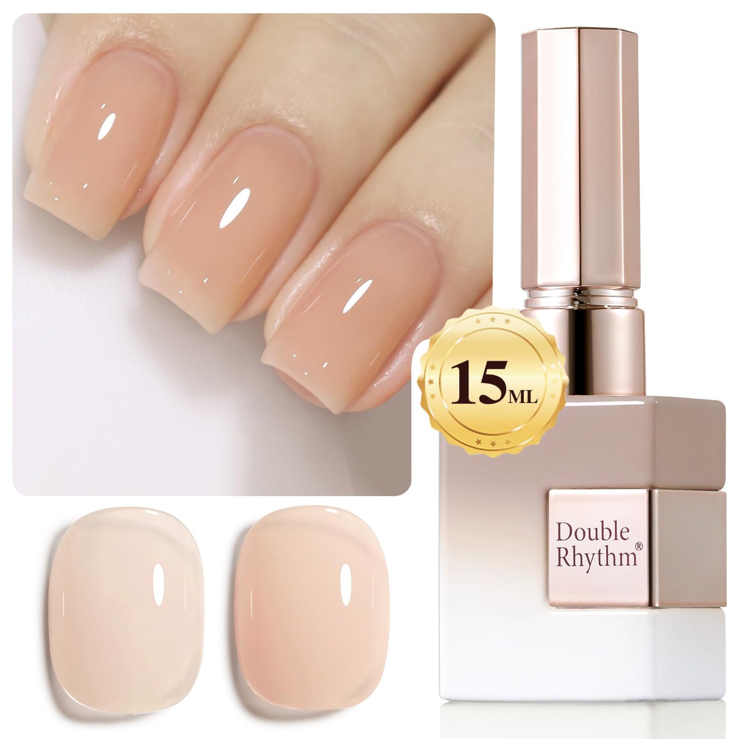Double Rhythm 0.5Oz Translucent Gel Polish Sheer Neutral Natural Light Milky Same Color Same Bottle 15ML Jelly Gel Polish Art DIY at Home (Milky Nude-A1358)