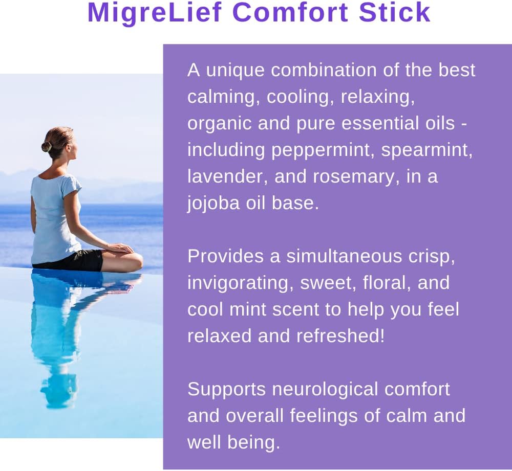 MigreLief Nutritional Support & Comfort Kit for Migraine Sufferers - MigreLief Original Daily Triple Therapy Formula, Plus MigreLief Comfort Stick Essential Oils Roll-On (10ml) - 1 Month Supply.