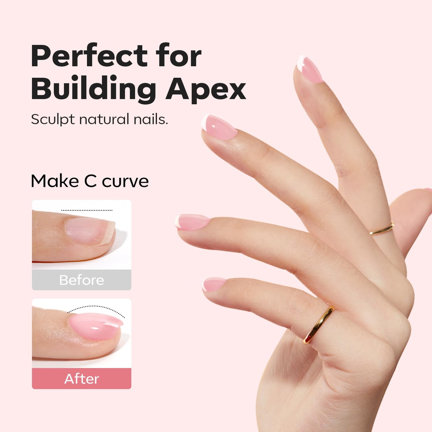 modelones Builder Nail Gel, 8-in-One Jelly Pink Builder, Peachy Pink Rubber Base Gel Polish, LED Lamp Cured Nude Color Base Hardener, Apex Building Strengthener Extension for Girls Home DIY Salon